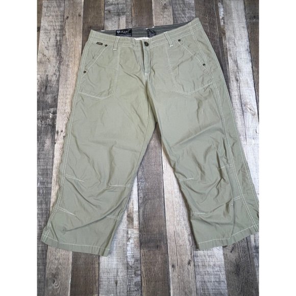 Kuhl Women 12 Crop Capri Pants Beige Hiking Climbing Lightweight Outdoor Tan - Picture 1 of 8